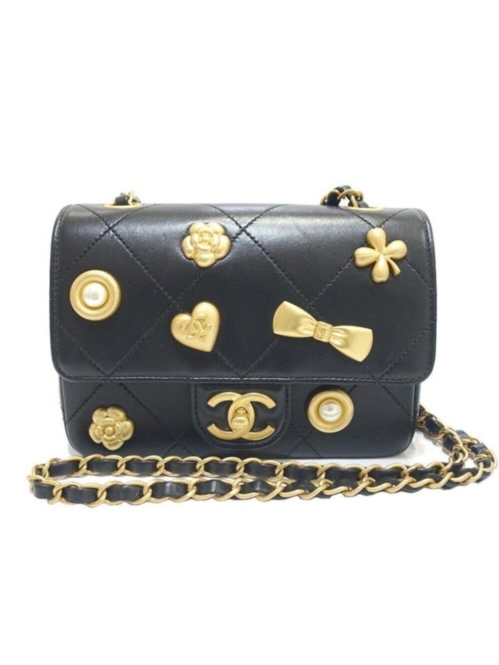 Chanel Shoulder Bag Mini Flap Lambskin Black